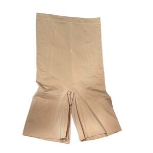 SPANX Oncore Mid-Thigh Shaper Shorts Size M Beige Nude Firm Control Open Gusset